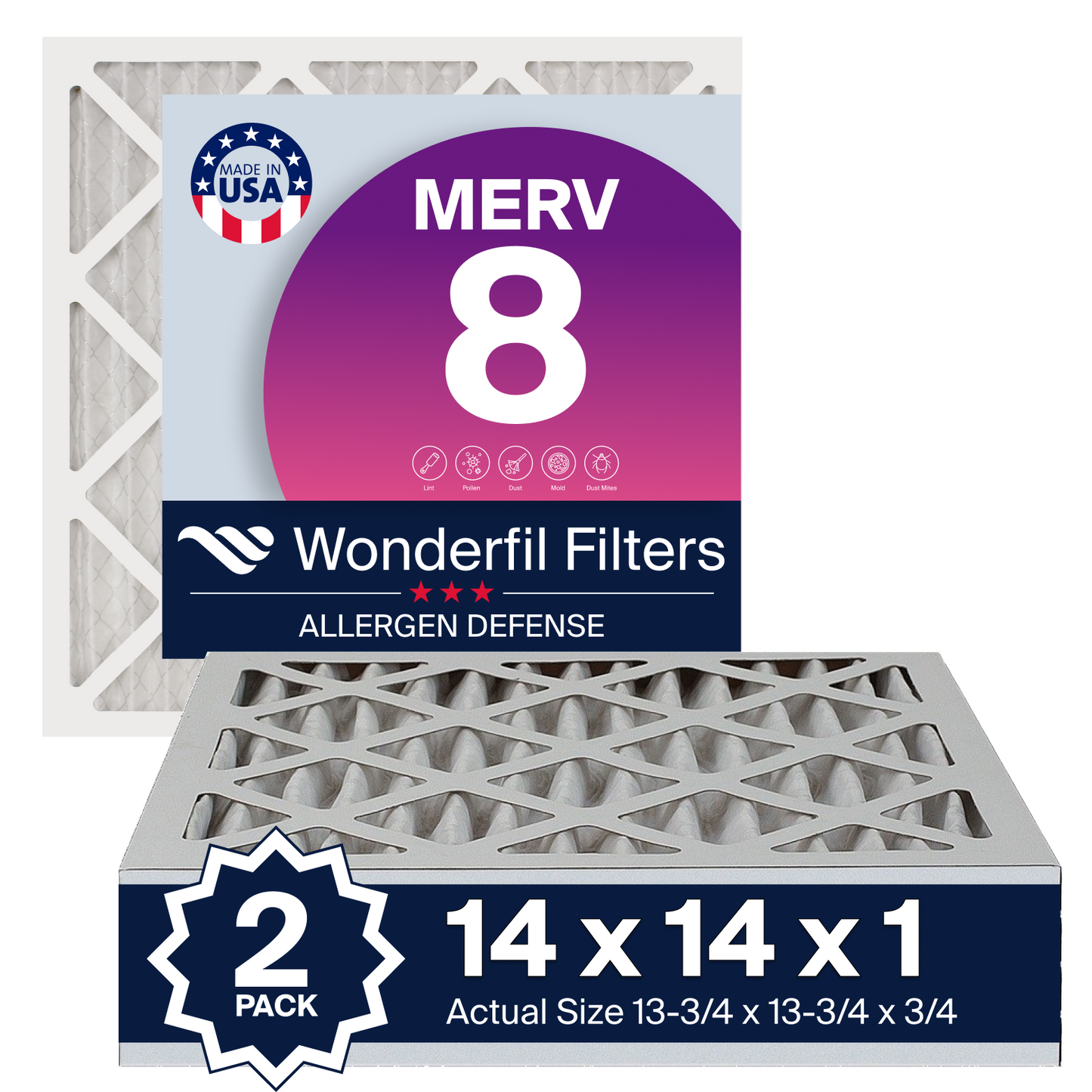 MERV 8 14x14x1 Air Filter 2 Pack