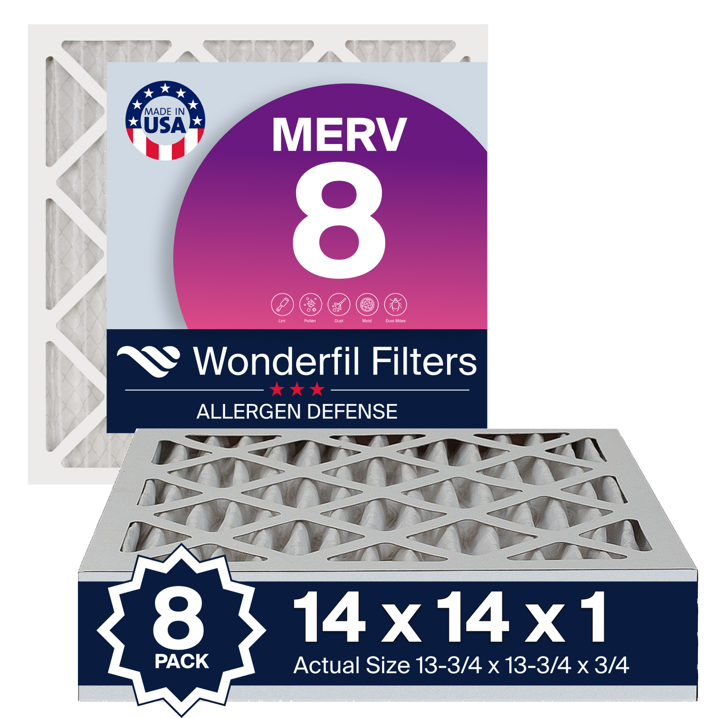 MERV 8 14x14x1 Air Filter 8 Pack