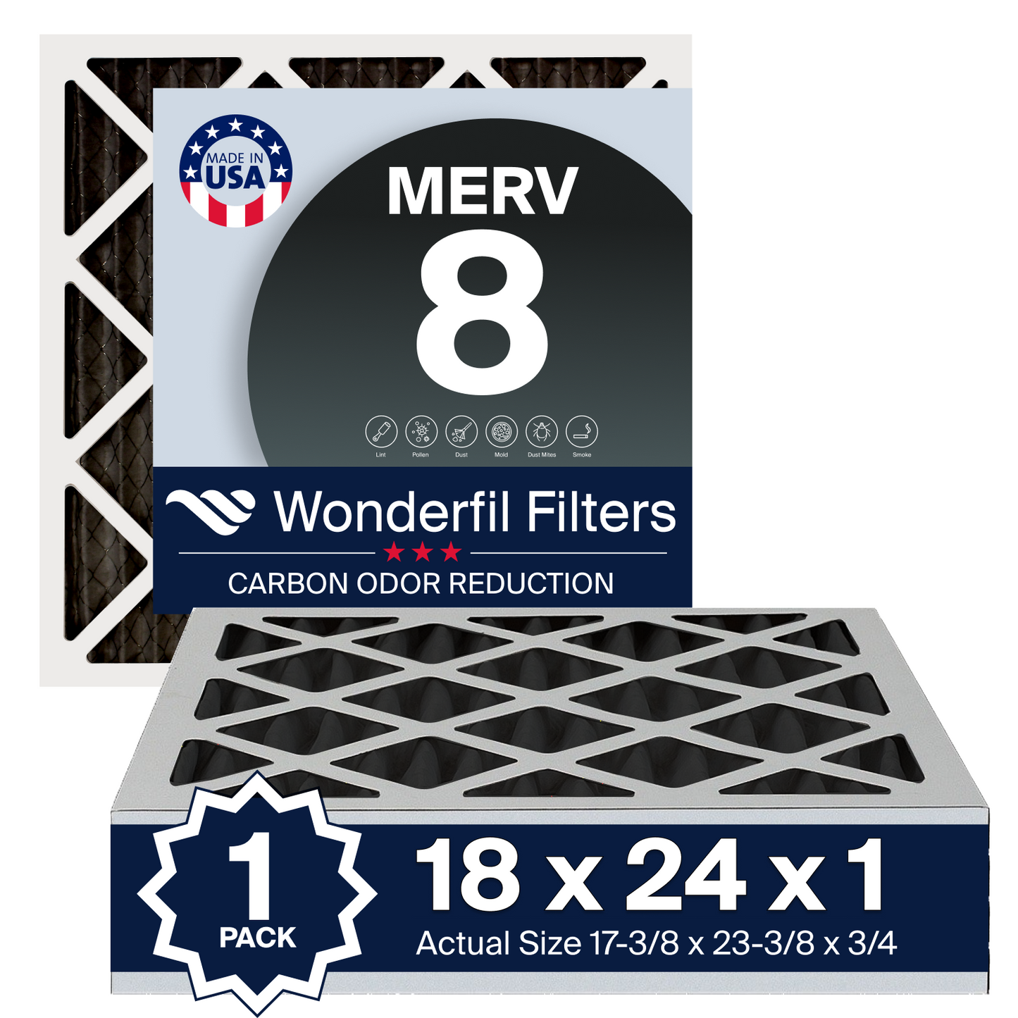 MERV 8 Carbon 18x24x1 Air Filter 1 Pack
