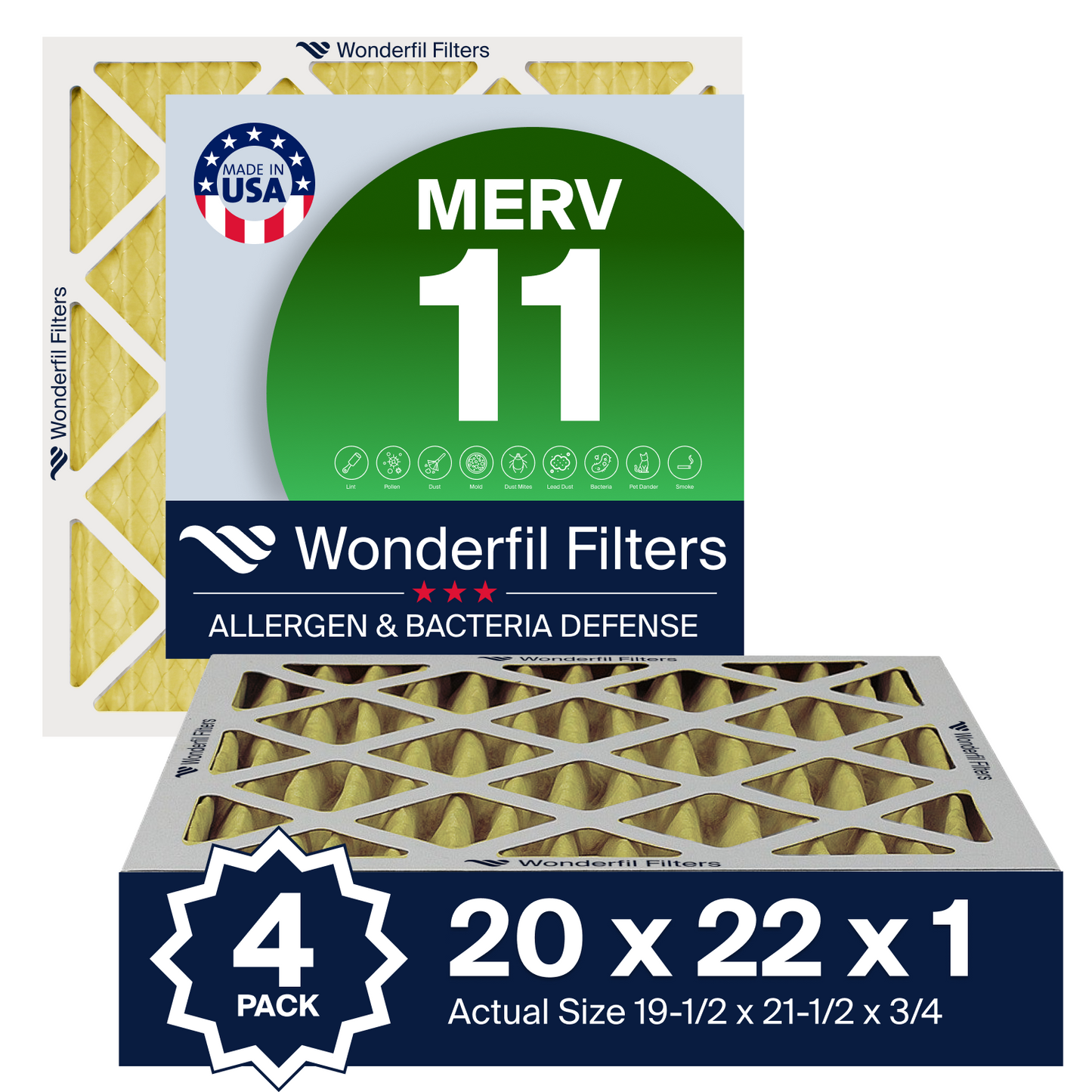 MERV 11 20x22x1 Air Filter 4 Pack