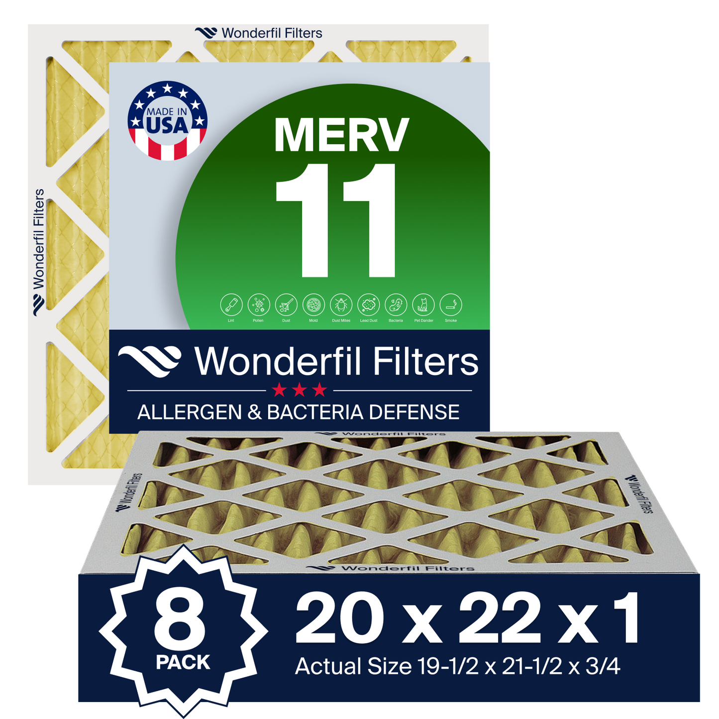 MERV 11 20x22x1 Air Filter 8 Pack