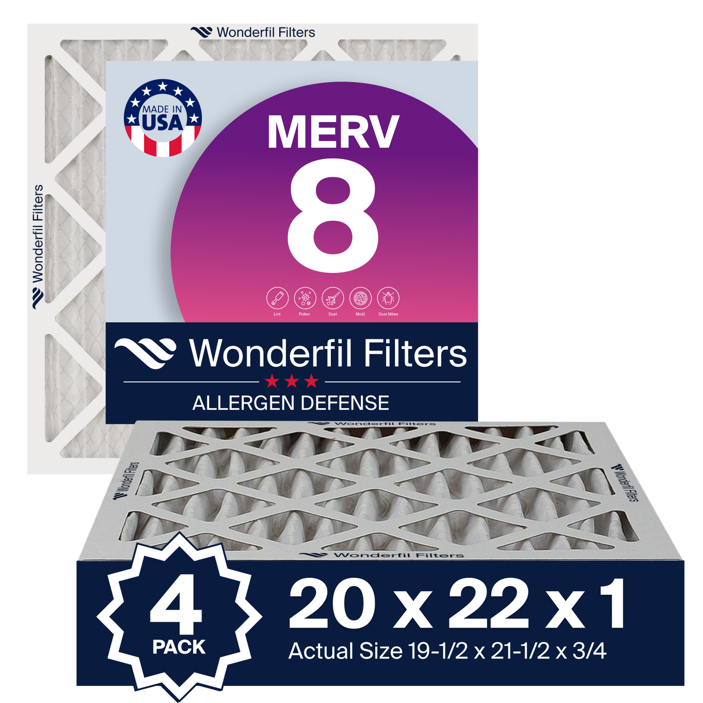 MERV 8 20x22x1 Air Filter 4 Pack