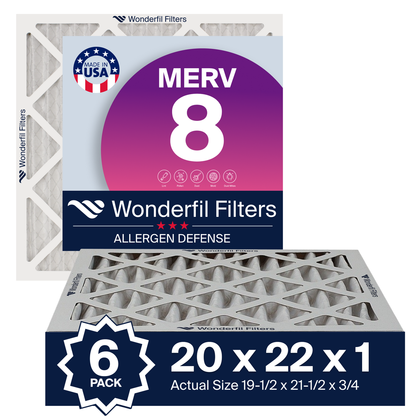 MERV 8 20x22x1 Air Filter 6 Pack