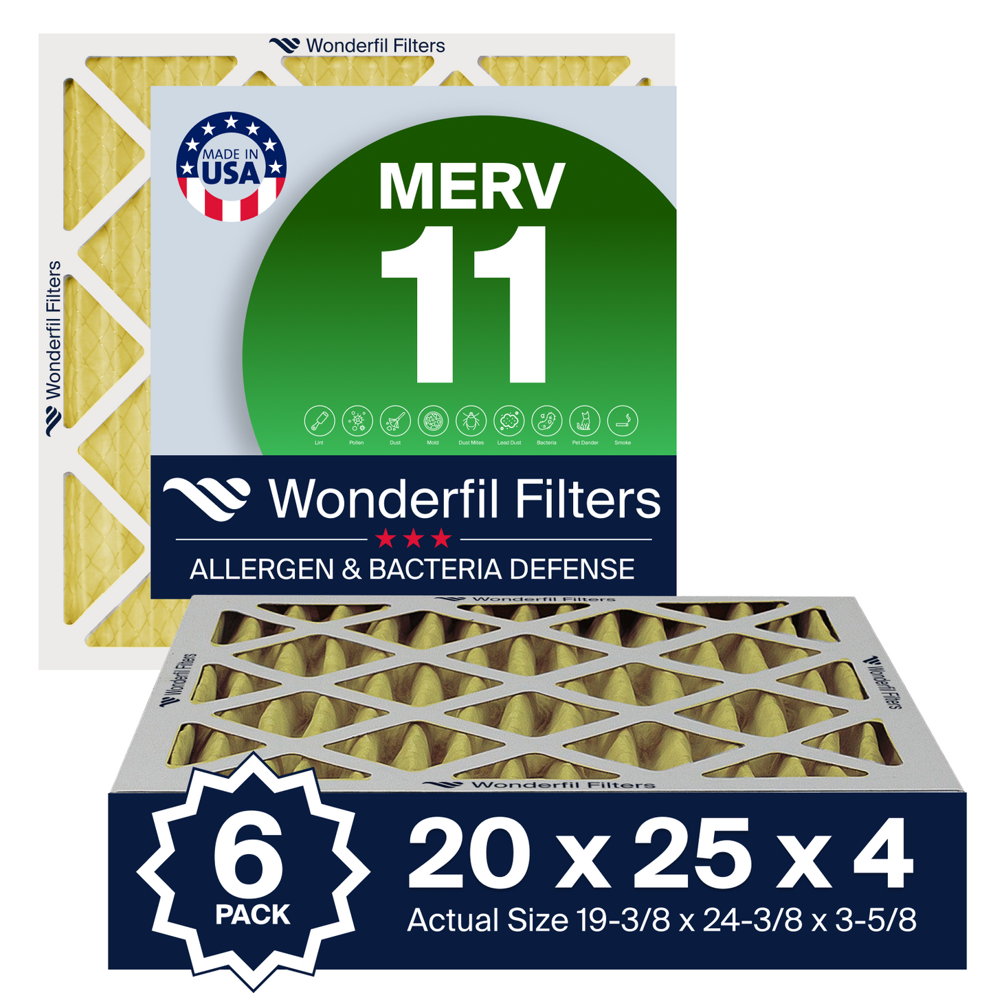 MERV 11 20x25x4 Air Filter 6 Pack
