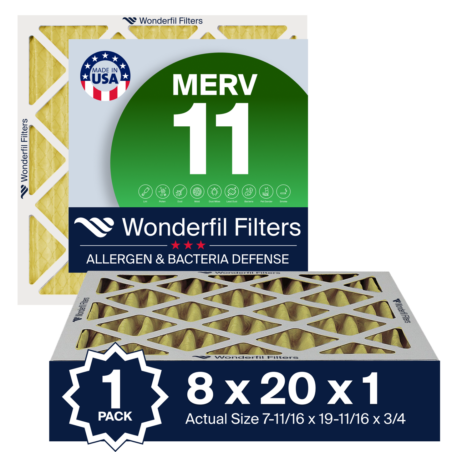 MERV 11 8x20x1 Air Filter 1 Pack