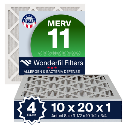 MERV 11 10x20x1 Air Filter 4 Pack