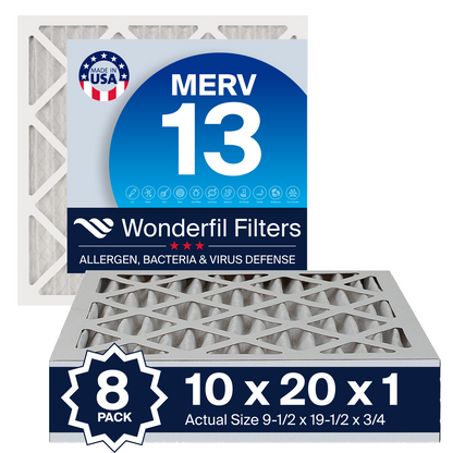 MERV 13 10x20x1 Air Filter 8 Pack