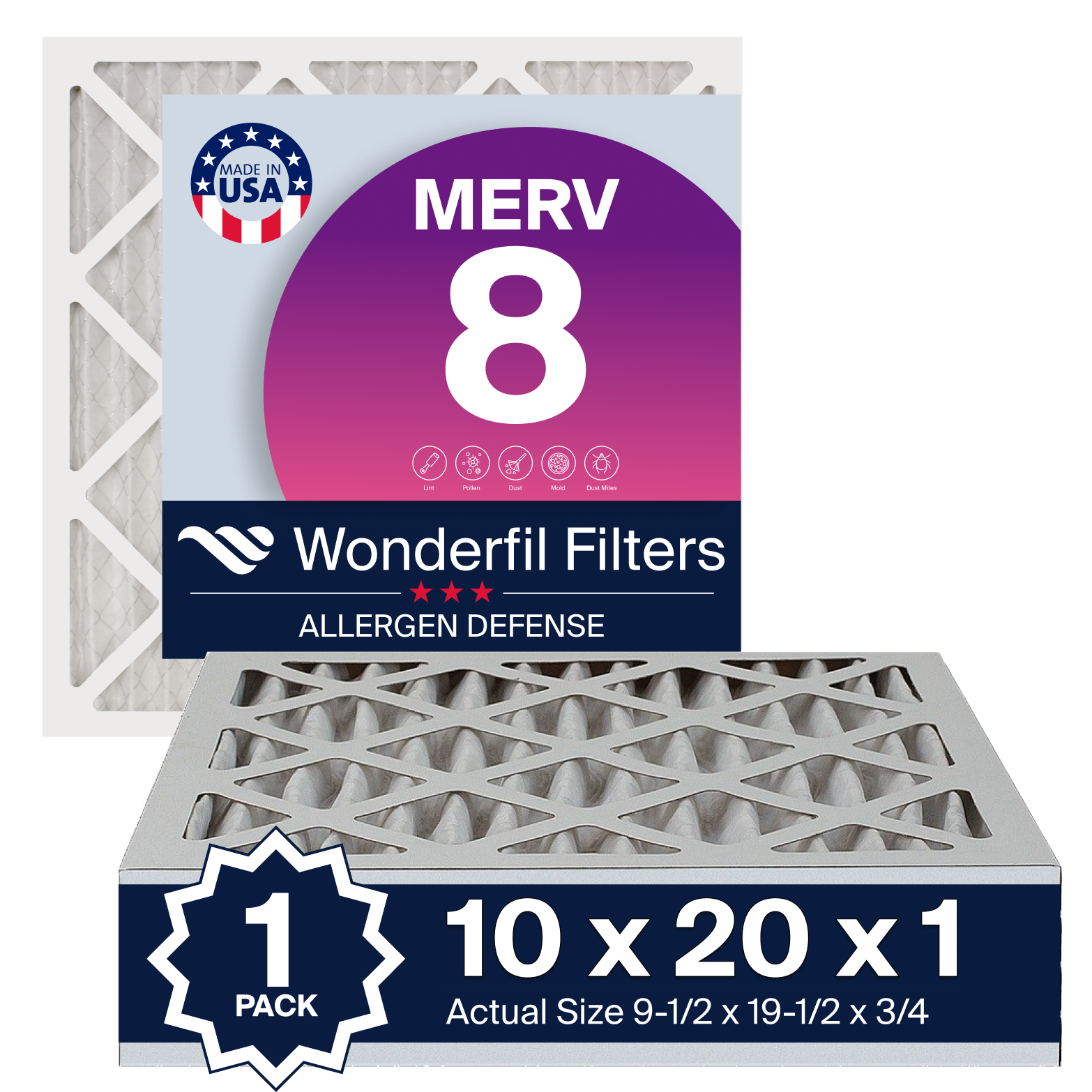 MERV 8 10x20x1 Air Filter 1 Pack