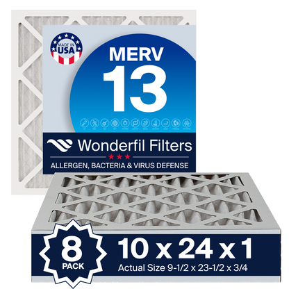 MERV 13 10x24x1 Air Filter 8 Pack