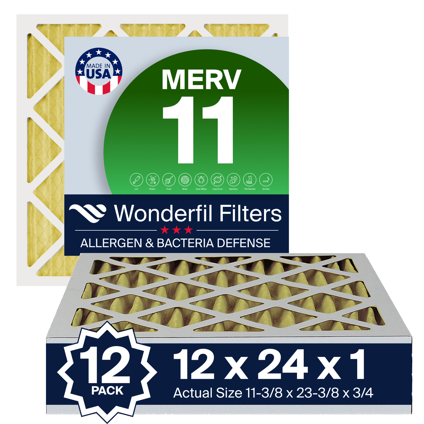 MERV 11 12x24x1 Air Filter 12 Pack