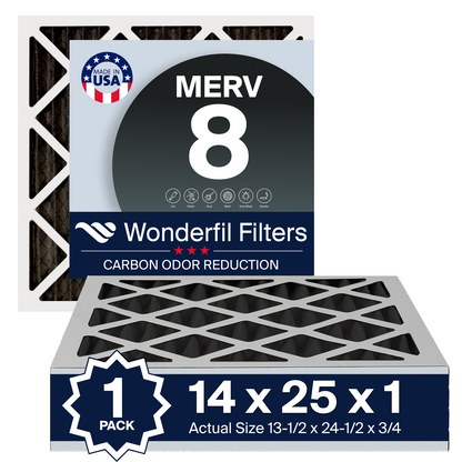 MERV 8 Carbon 14x25x1 Air Filter 1 Pack