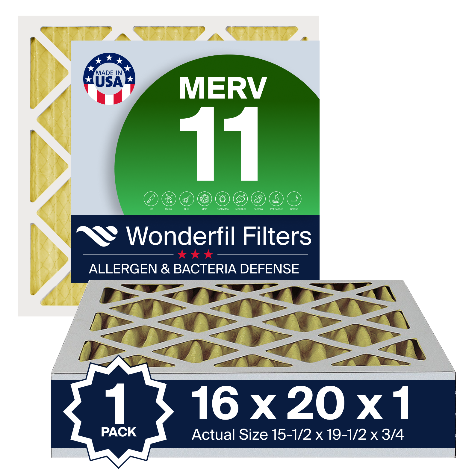 MERV 11 16x20x1 Air Filter 1 Pack