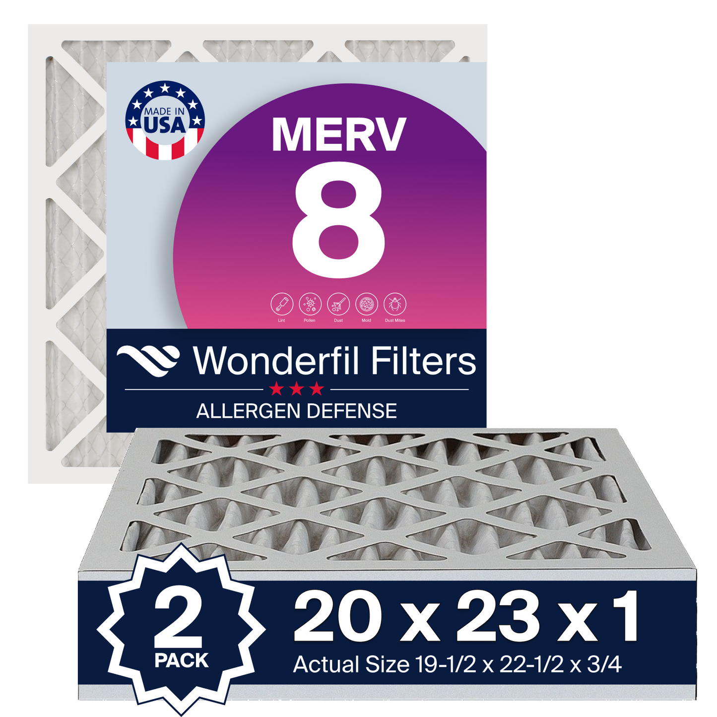 MERV 8 20x23x1 Air Filter 2 Pack