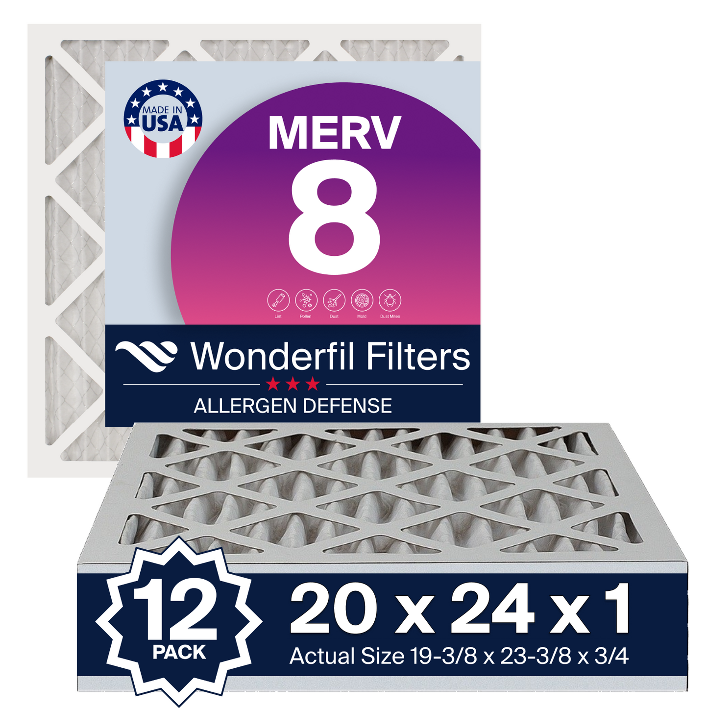 MERV 8 20x24x1 Air Filter 12 Pack