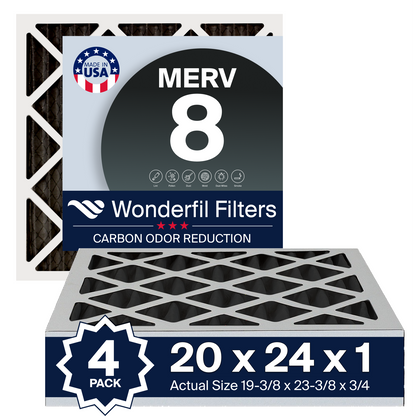 MERV 8 Carbon 20x24x1 Air Filter 4 Pack