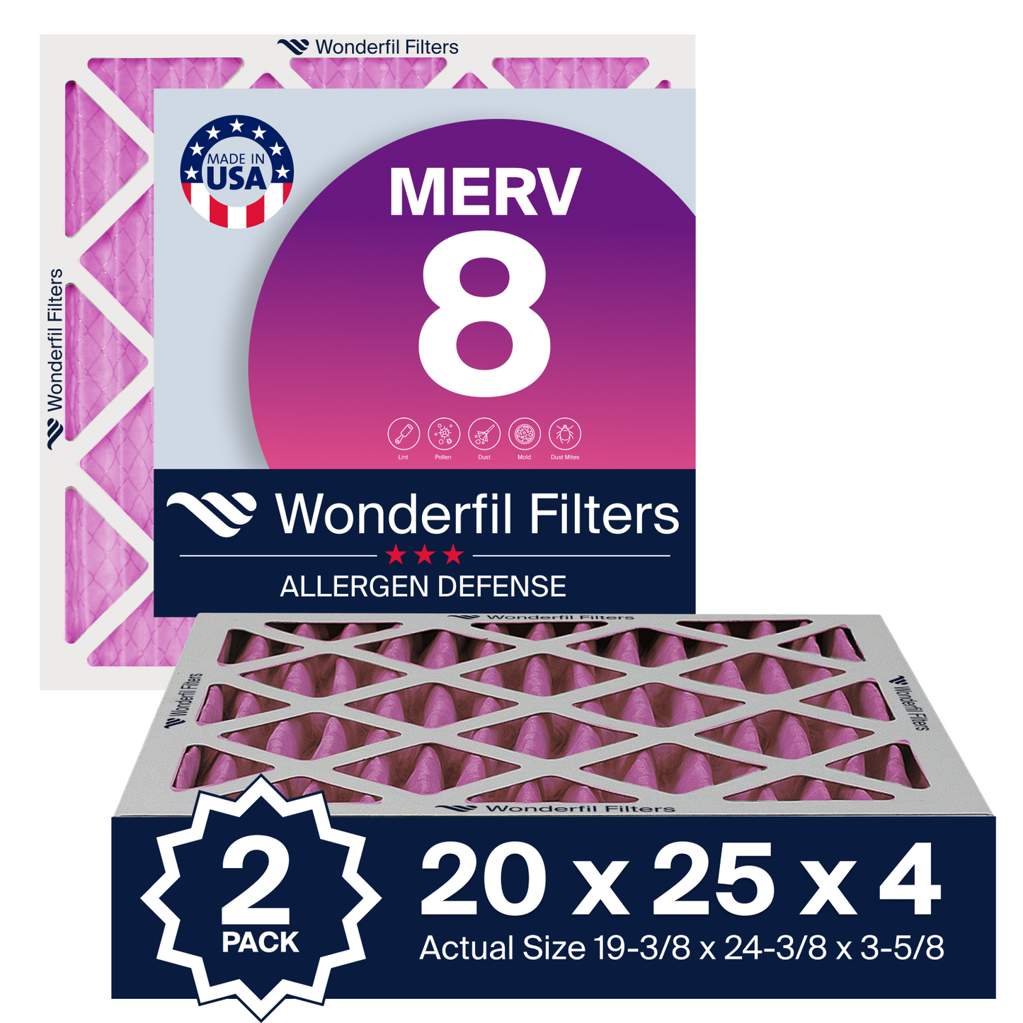 MERV 8 20x25x4 Air Filter 2 Pack