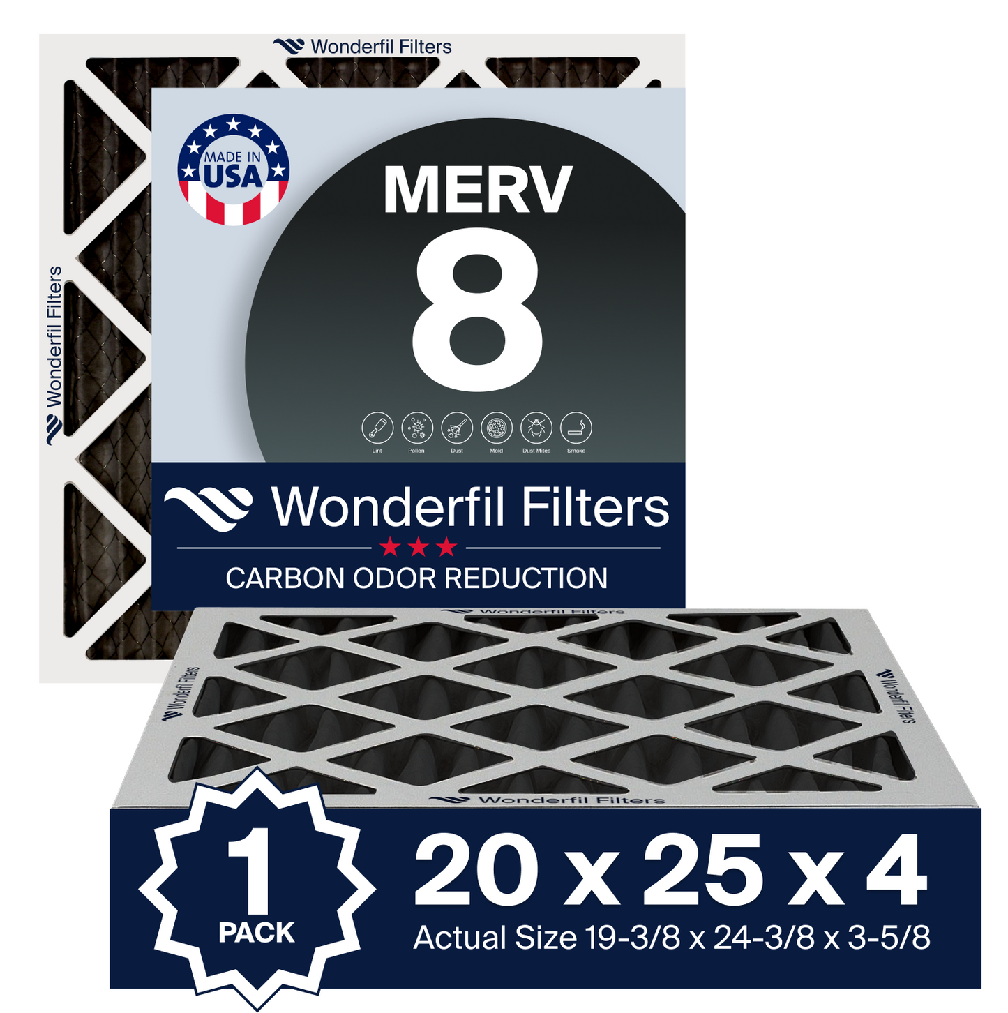 MERV 8 Carbon 20x25x4 Air Filter 1 Pack