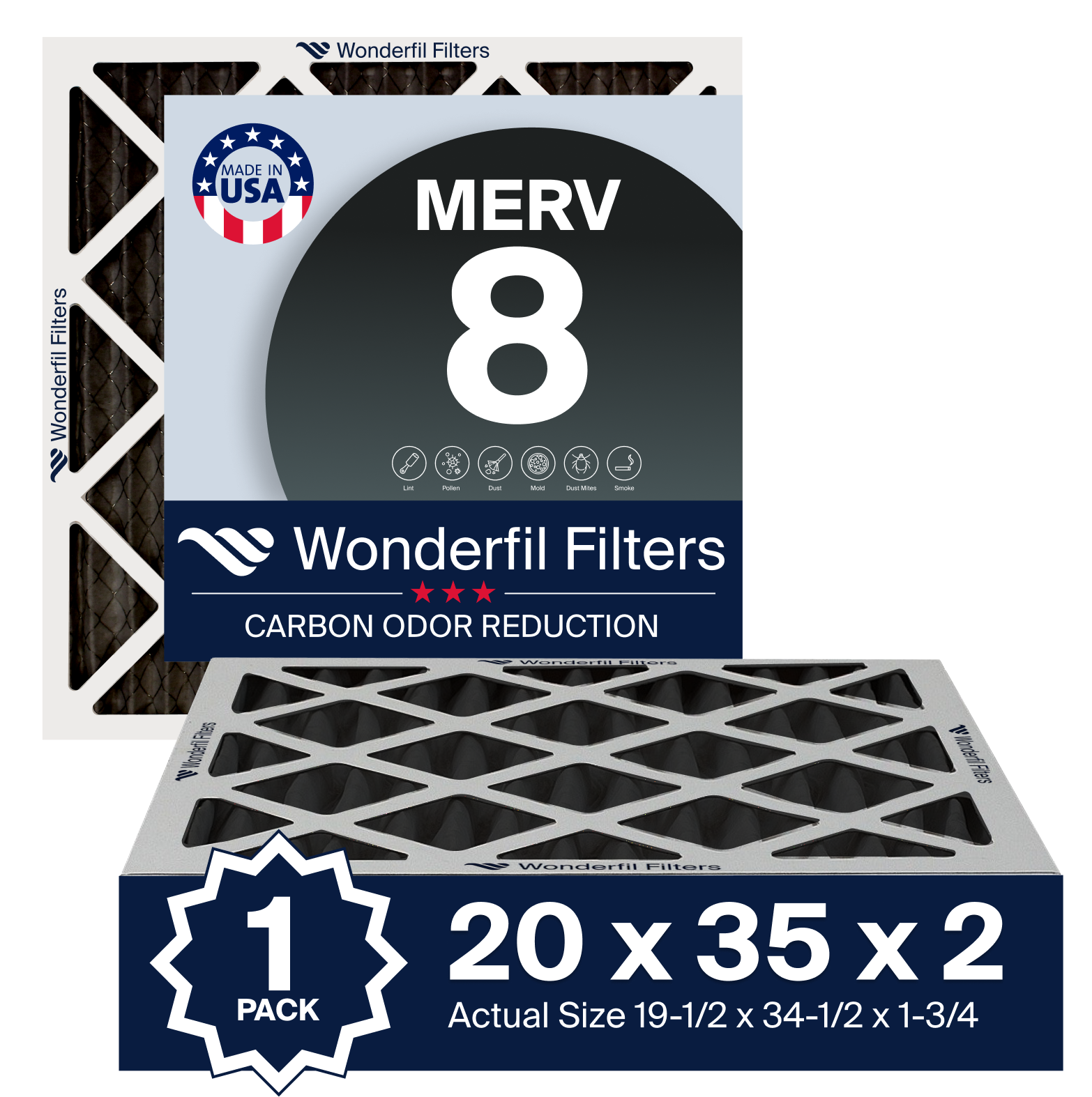 MERV 8 Carbon 20x35x2 Air Filter 1 Pack