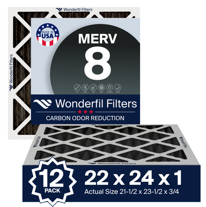 MERV 8 Carbon 22x24x1 Air Filter 12 Pack