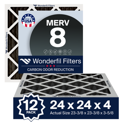 MERV 8 Carbon 24x24x4 Air Filter 12 Pack