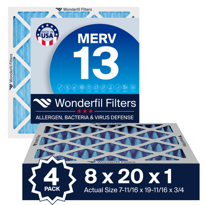 MERV 13 8x20x1 Air Filter 4 Pack